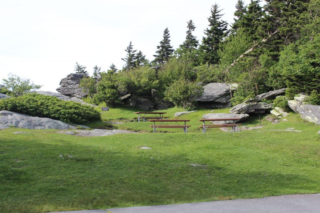 Picture of picnic tables at Grandfather Mountain, North Carolina